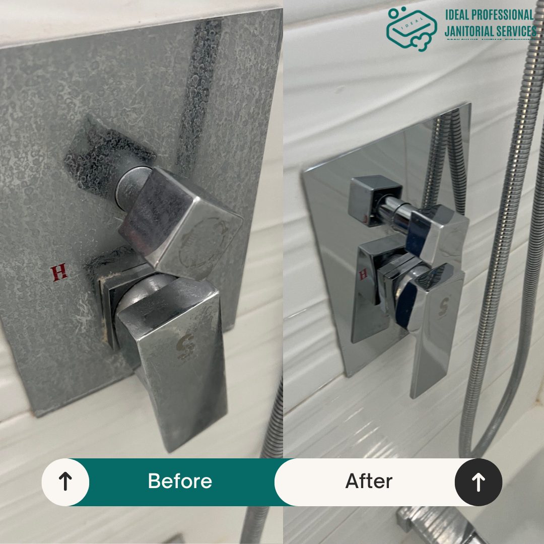 Descaled shower fixtures brought back to a shine
